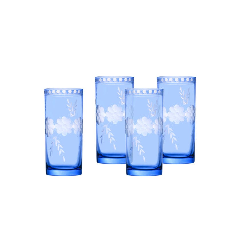 Baby Blue Highball 16-oz Glasses