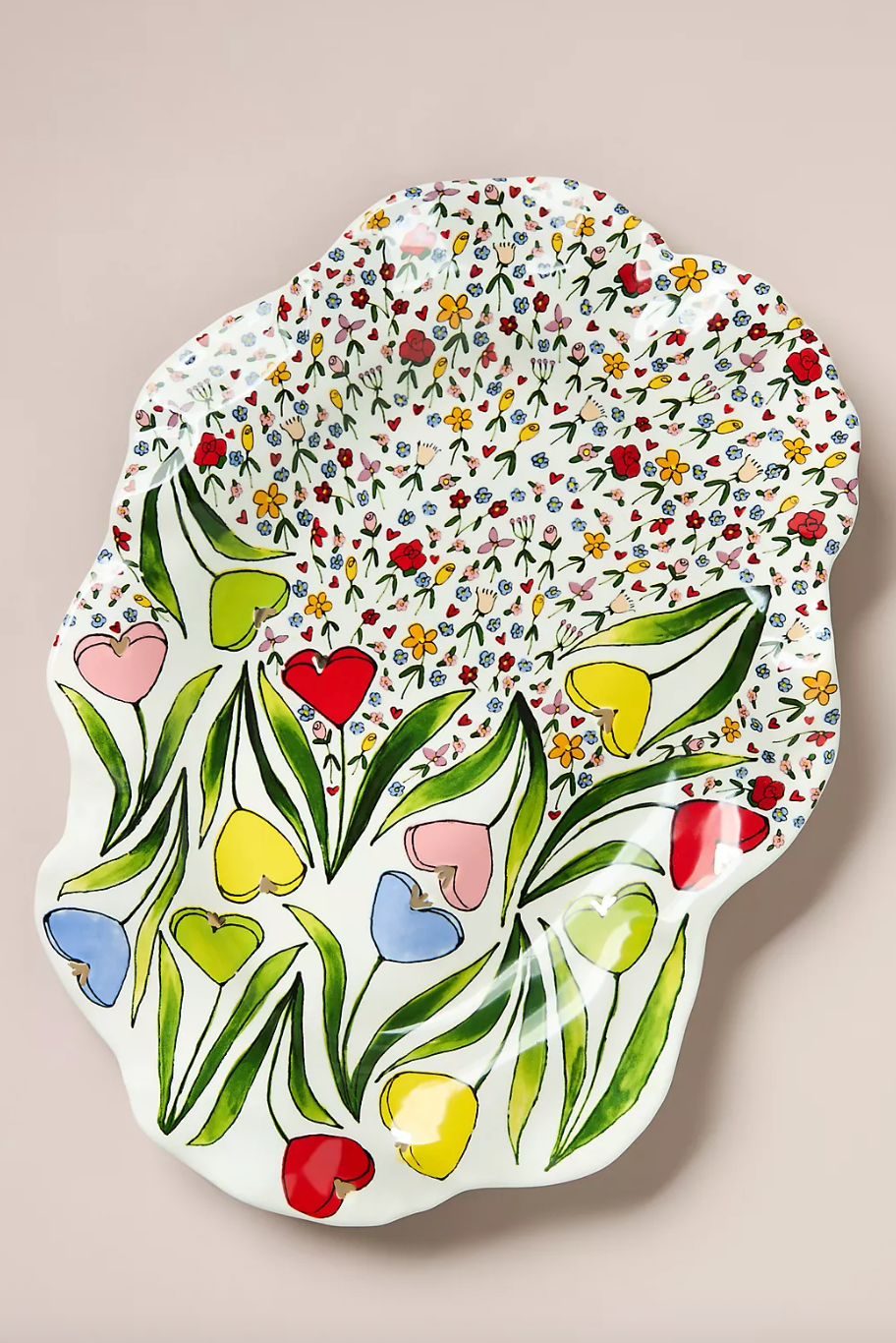 Blooming Hearts Stoneware Platter