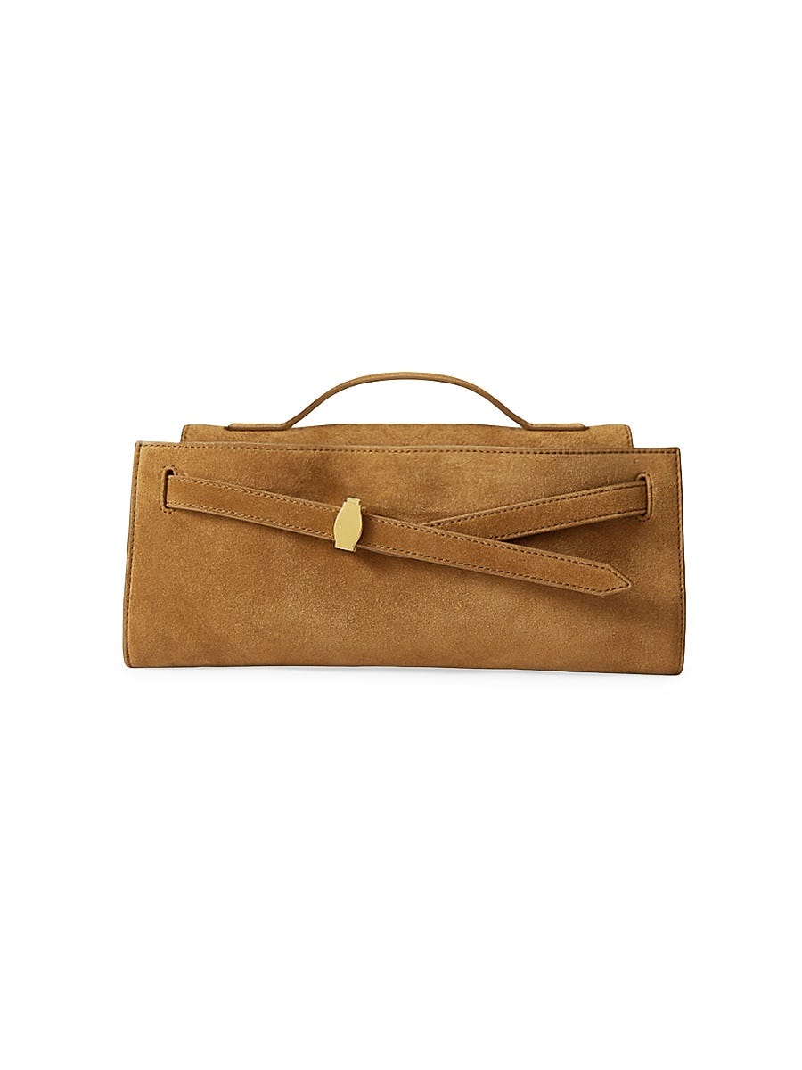 Suede Top-Handle Clutch