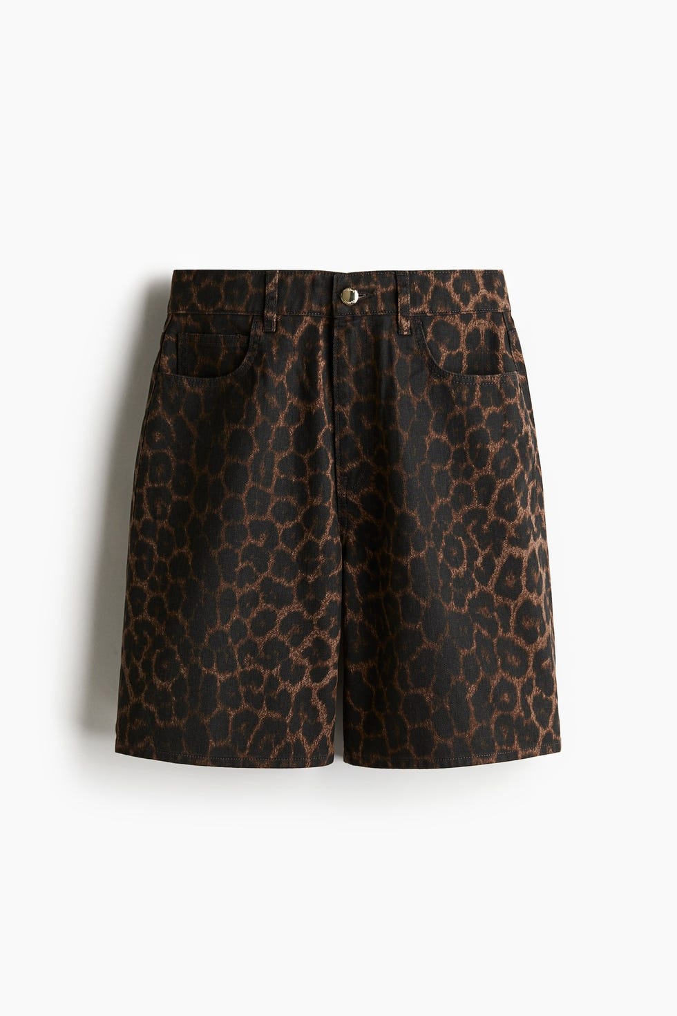 Leopard Denim Bermuda Shorts