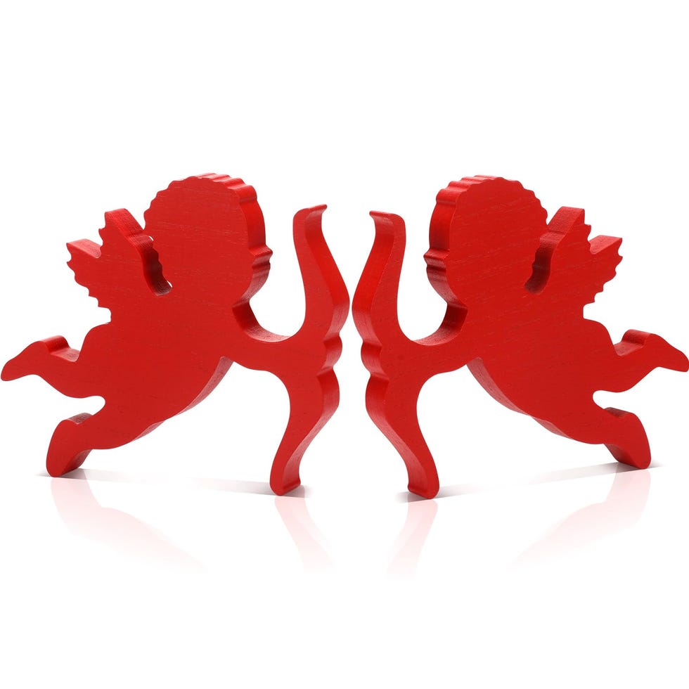 2 Pcs Valentine Cupid Wooden Blocks