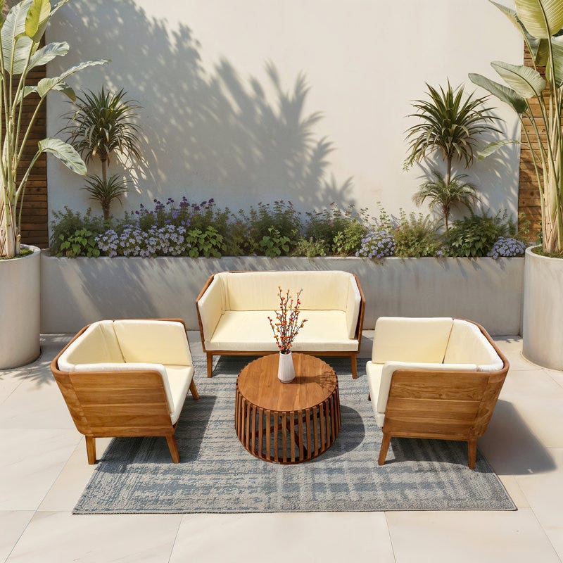 Olivia Teak Deep Seating Set, 4-Person