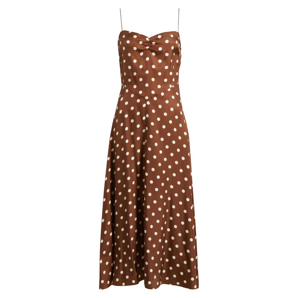 Lorraine Polka Dot Silk Blend Satin Midi Dress