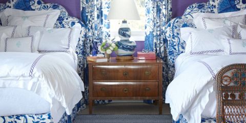 Blue, Room, Interior design, Property, Bed, Bedding, Textile, Floor, Furniture, Bedroom, 