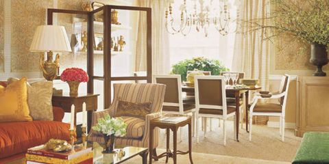 Room, Interior design, Furniture, Table, Interior design, Light fixture, Lampshade, Chair, Lamp, Home accessories, 