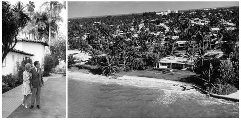Monochrome photography, Monochrome, Black-and-white, Arecales, Shore, Tropics, Beach, Sand, Palm tree, Village, 