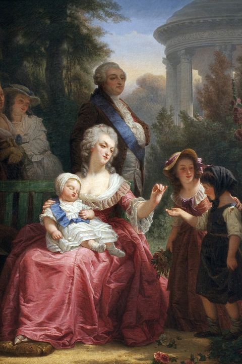 Louis XVI of France 1754-1793 and Marie Antoinette 1755-1793, in the Gardens of Versailles, by French painter Charles Louis Lucien Muller 1815-1892. Oil on canvas, 97 x 75.5 cm, c.1860. Musee des Beaux Arts Museum of Fine Arts, Libourne, France. (Photo by: Leemage/UIG via Getty Images)
