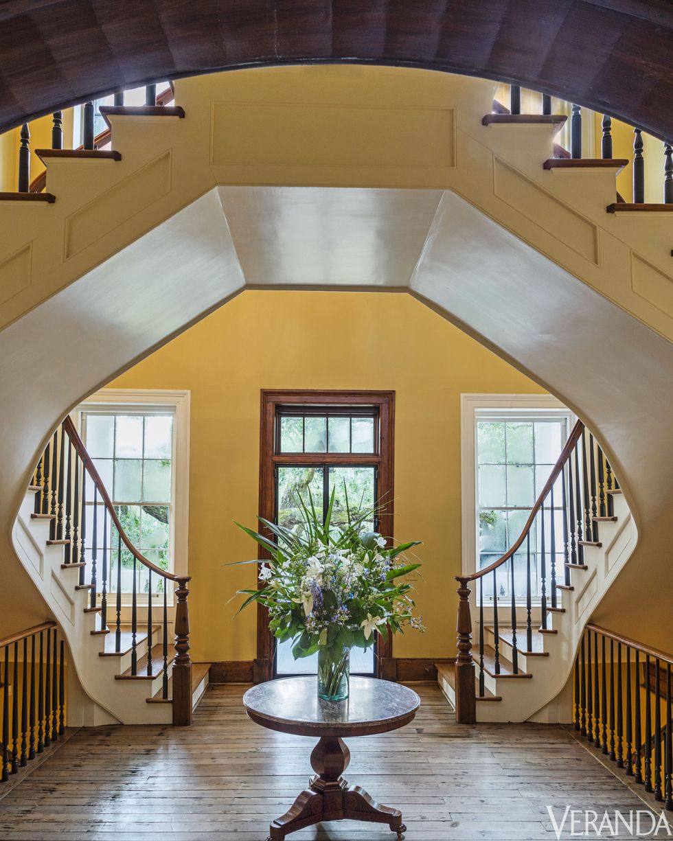 Yellow, Architecture, Wood, Interior design, Property, Flowerpot, Stairs, Real estate, Hardwood, Ceiling, 