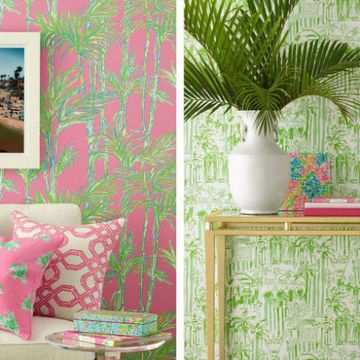 Green, Room, Wall, Flowerpot, Interior design, Furniture, Pink, Interior design, Teal, Turquoise, 