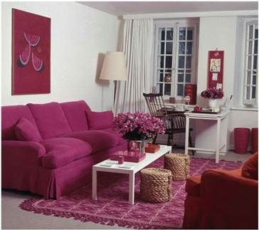 Room, Interior design, Living room, Floor, Table, Home, Furniture, Wall, Flooring, Pink, 
