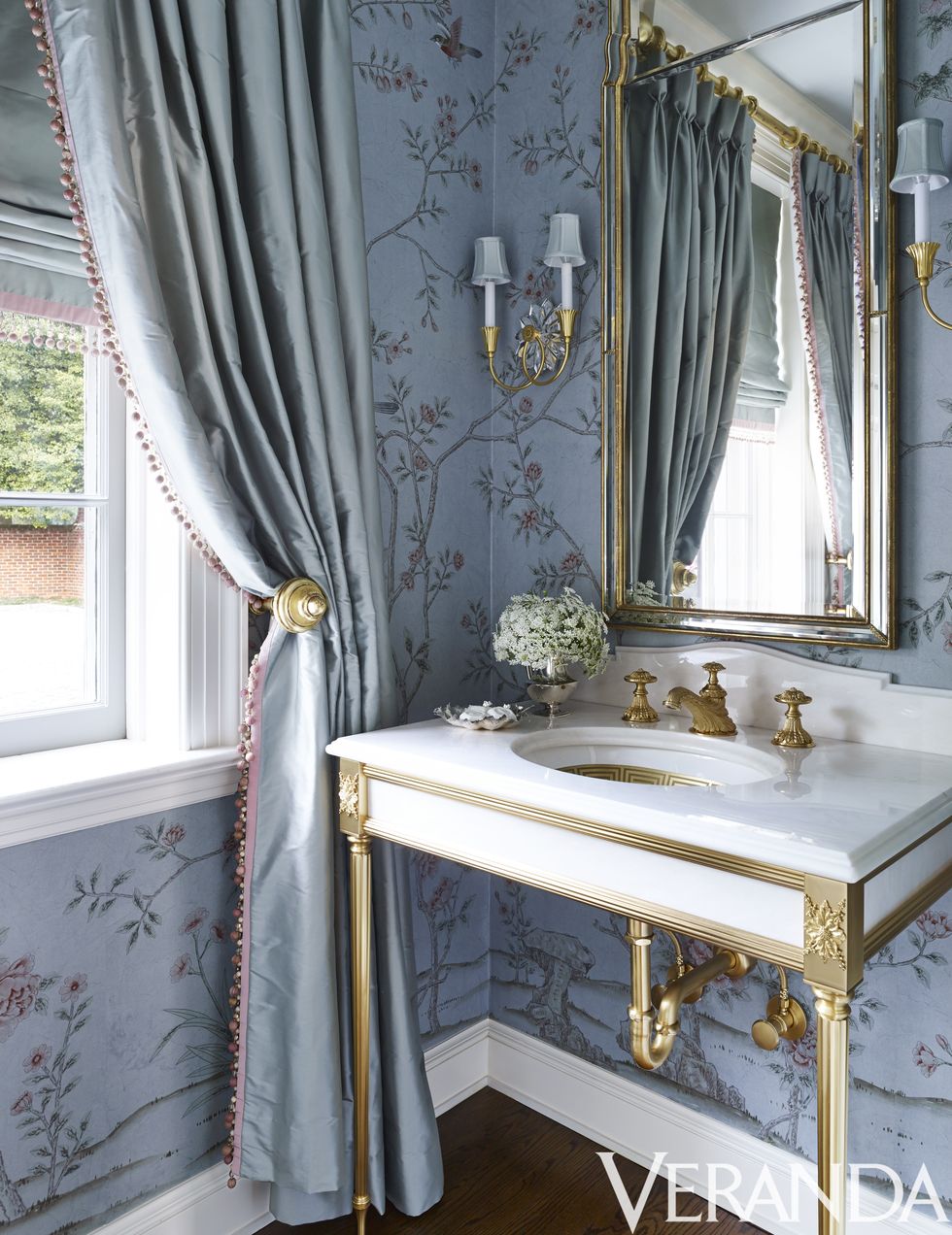 Dramatic Powder Room  Gold painted walls, Luxurious bedrooms