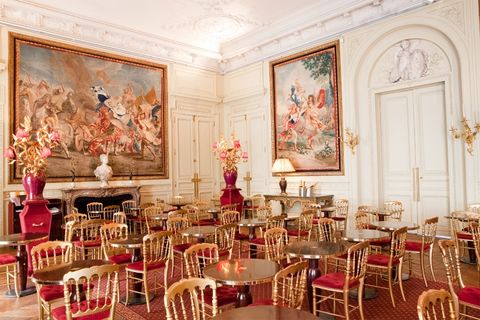 Restaurant, Room, Function hall, Interior design, Building, Furniture, Chair, Dining room, Table, Palace, 