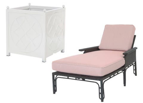 Stylish Outdoor Furniture Bunny Williams Line From Top Garden Bench Planter Chaise Drinks Cart Square Dining Table With Zinc