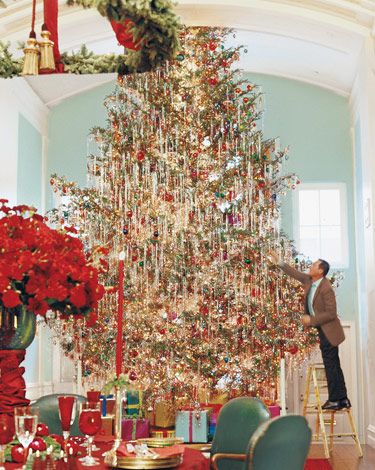 Tinsel and ribbon Christmas tree  Christmas decorations, Beautiful  christmas, Christmas