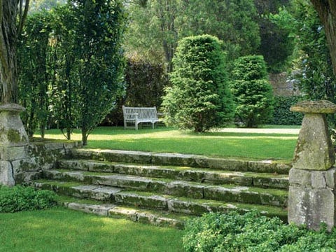 Traditional English Garden Design Gardens Of Connecticut Pair Of Staddle Stones Originally Supports For Vermin Susceptible Storage Buildings Grace Lovingly