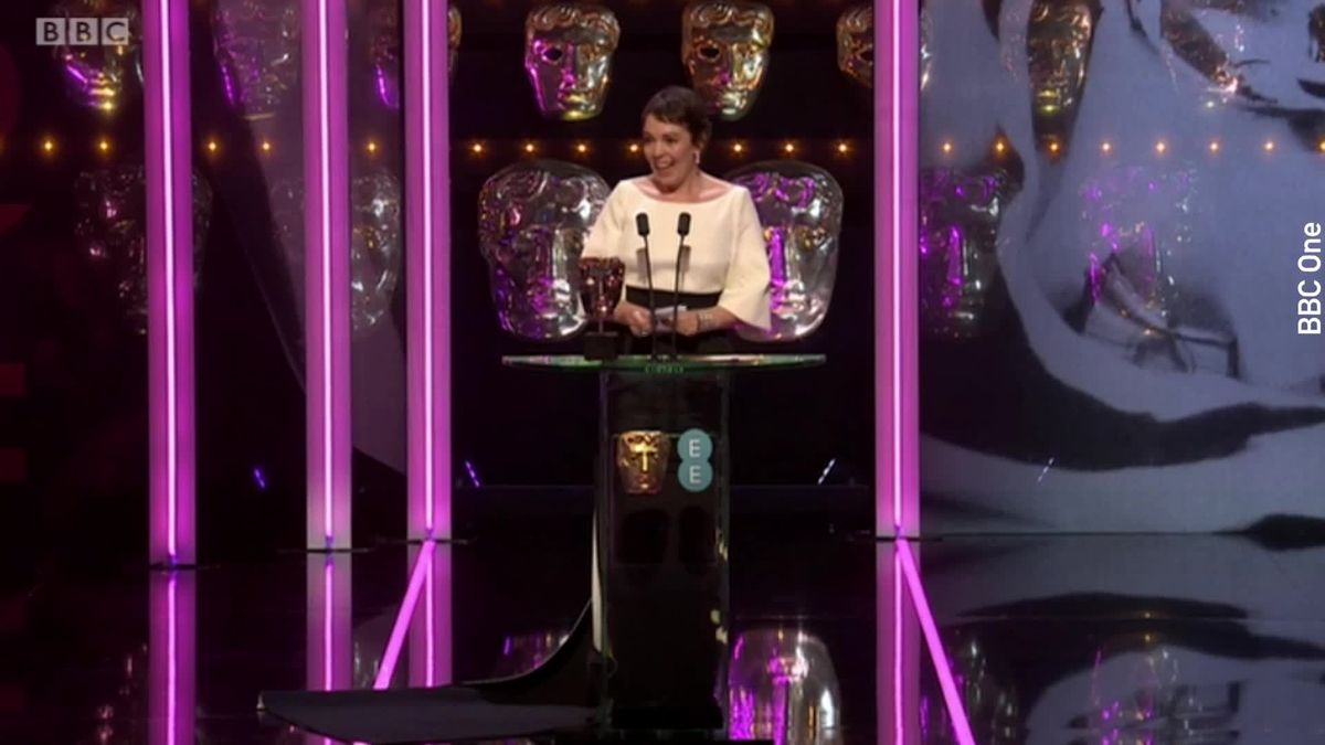 preview for Olivia Colman acceptance speech for Best Actress - "we're going to get so p****d later!"
