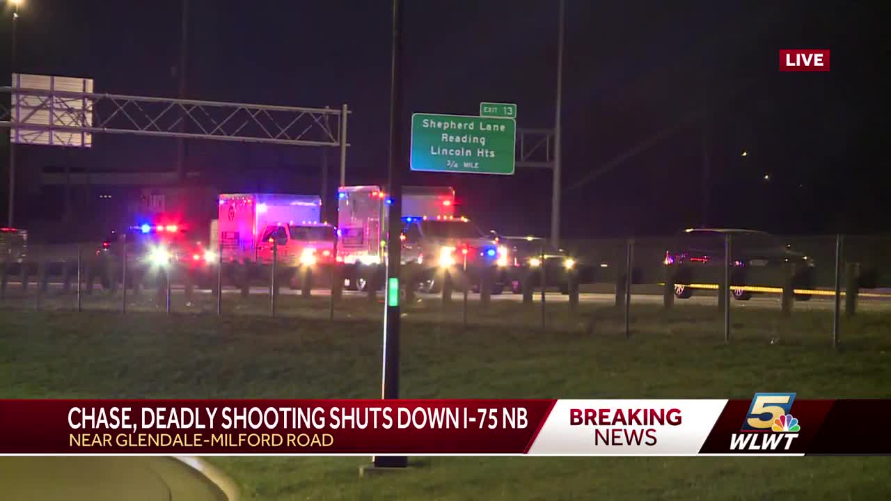 I-75 northbound lanes outside Cincinnati shut down pursuit in stolen car ends in shooting involving police