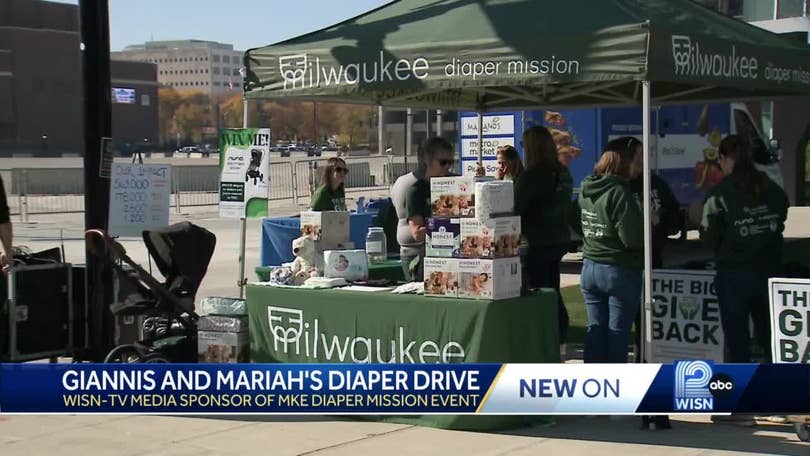 Giannis Antetokounmpo and Mariah Riddlesprigger host diaper drive