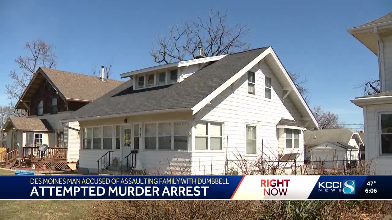 Des Moines police arrest man following alleged assault on family members with dumbbell