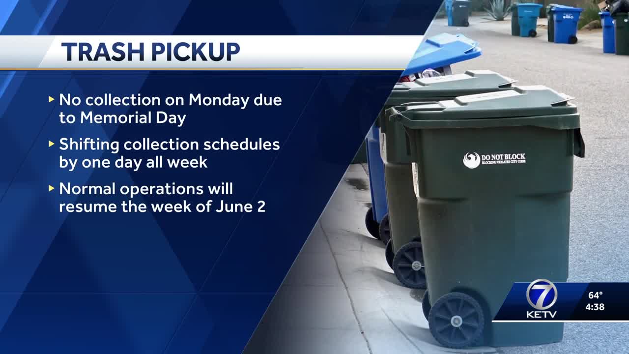Waste collection schedule for Omaha residents for Memorial Day week