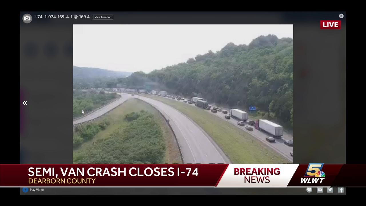 UPDATE: I-74 westbound reopens after two-car crash