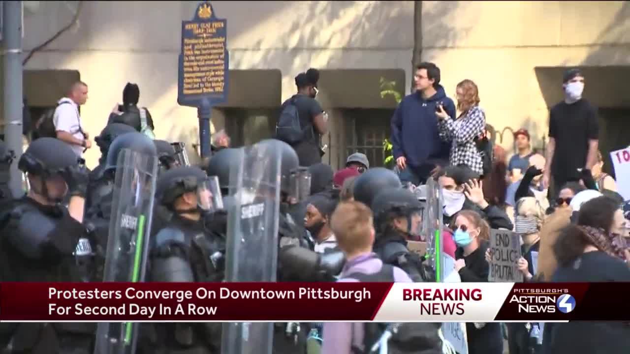 Protesters converge on downtown Pittsburgh for second day in a row