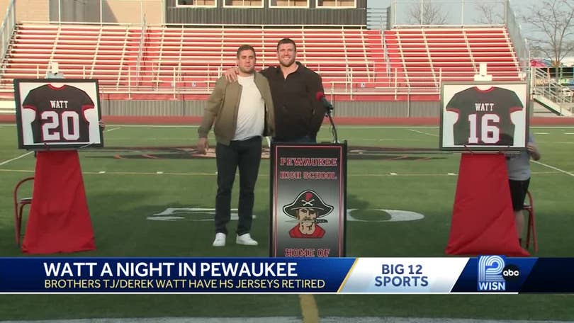 Pewaukee High School retires Derek and T.J. Watt's numbers