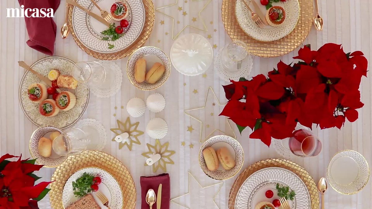 vajilla de navidad artesanal de porcelana de 12 piezas