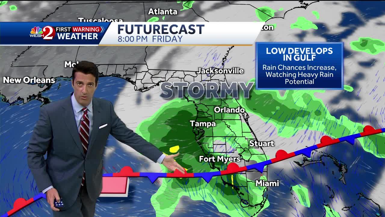 Wet weather returns as low pressure tries to develop in the Gulf of Mexico!