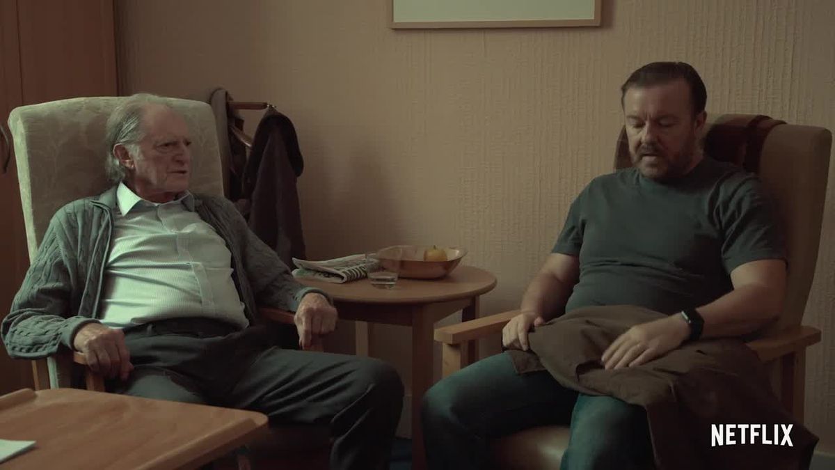 preview for Ricky Gervais' After Life trailer (Netflix)