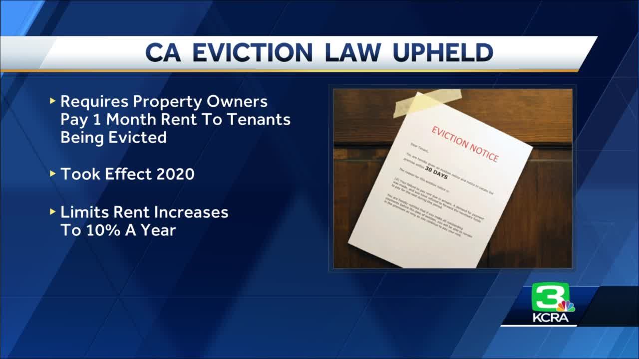 Law upheld requiring property owners to pay 1 month's rent to tenants being evicted