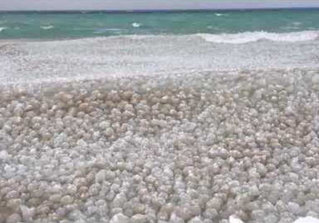 Ice balls, a rare phenomenon, spotted on Lake Michigan