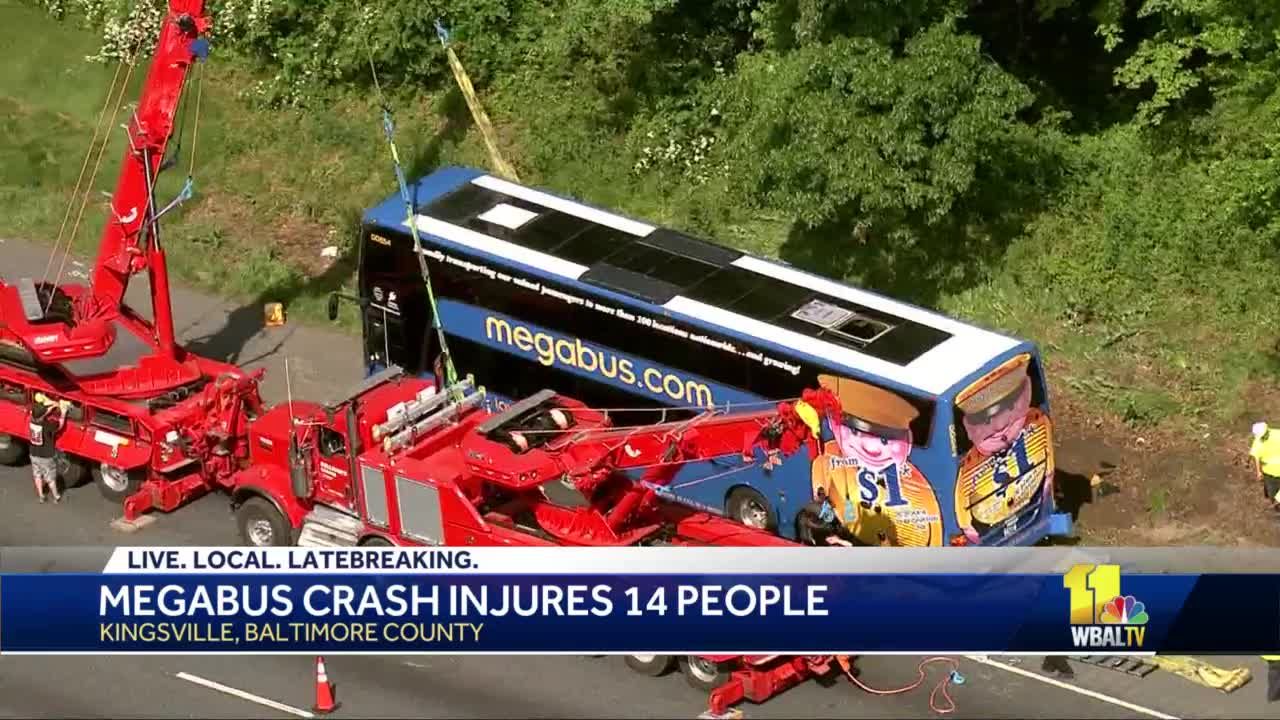Megabus crashes, rolls onto its side on I-95, 27 injured