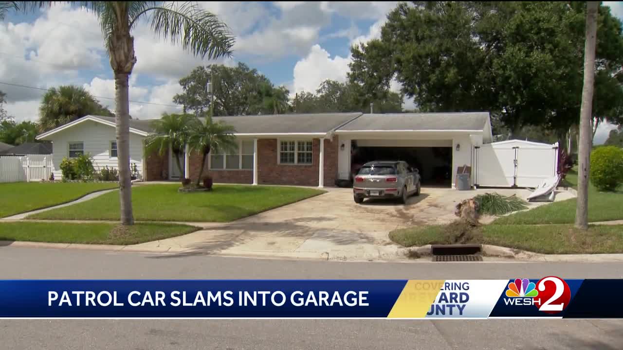 Titusville police patrol vehicle slams into resident's garage
