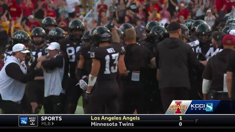 Iowa State's Eli Sanders DIVES into the end zone to grab a 34-20 lead over  Oklahoma State