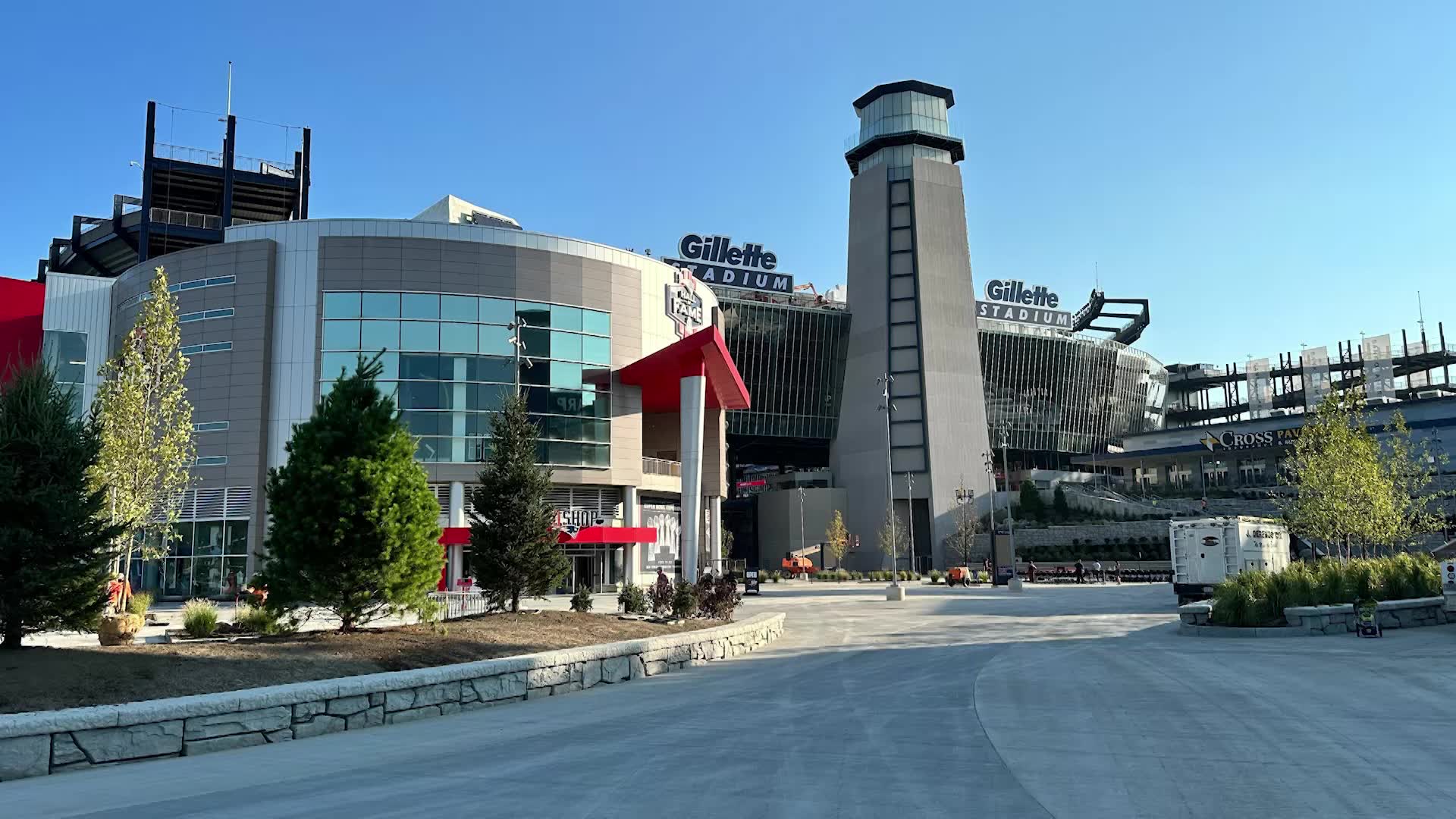 Gillette Stadium's new towering north end zone lighthouse shines