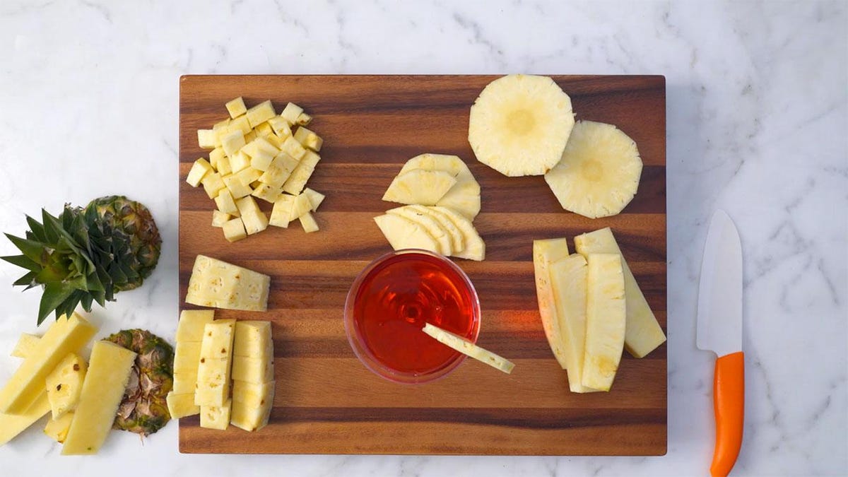 Food, Dish, Ingredient, Cuisine, Parsnip, Produce, Pineapple, Cutting board, Vegan nutrition, Cheddar cheese, 