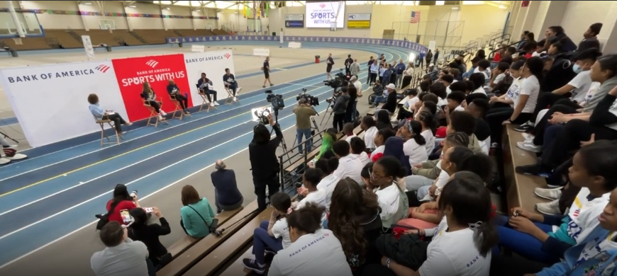Boston sports legends Pedro Martinez, Tedy Bruschi, Meb Keflezighi coach students at Reggie Lewis Center