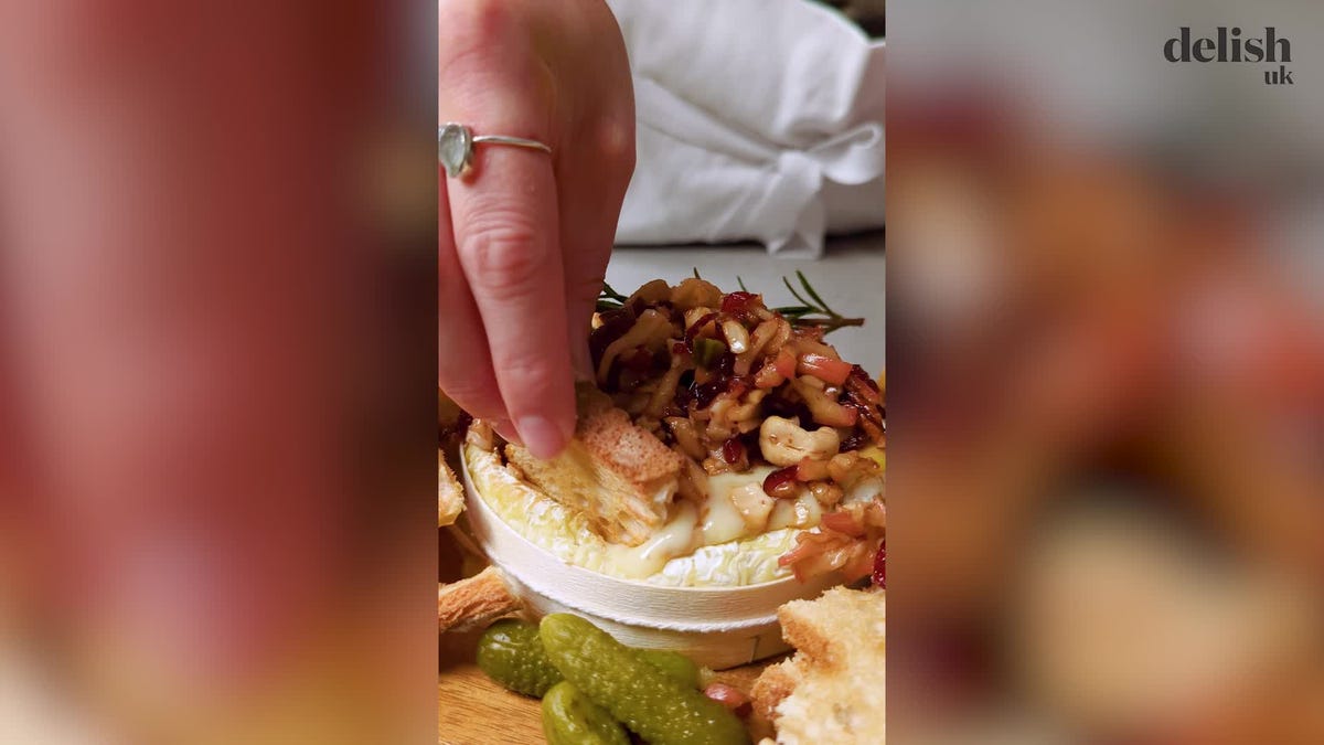 Video player poster image preview for Baked Camembert Topped With Maple Fruit & Nuts