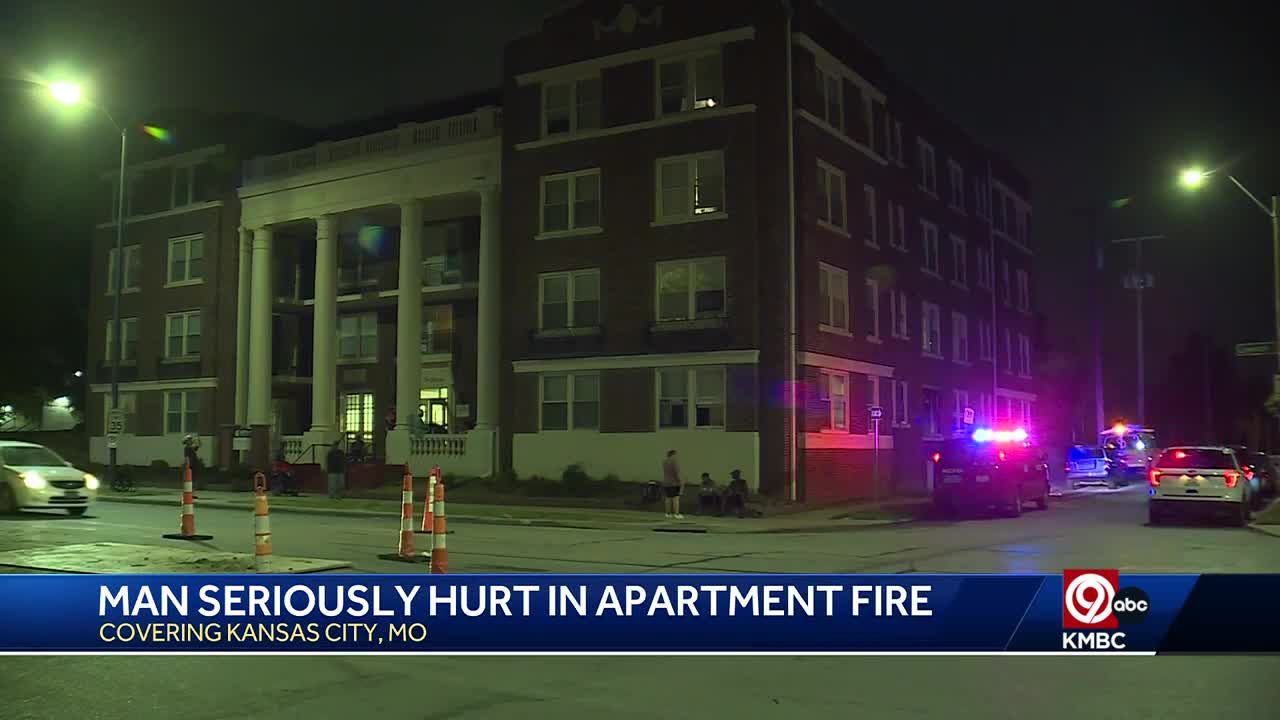 Kansas City fire crews battle apartment fire on Linwood Boulevard; man in critical condition