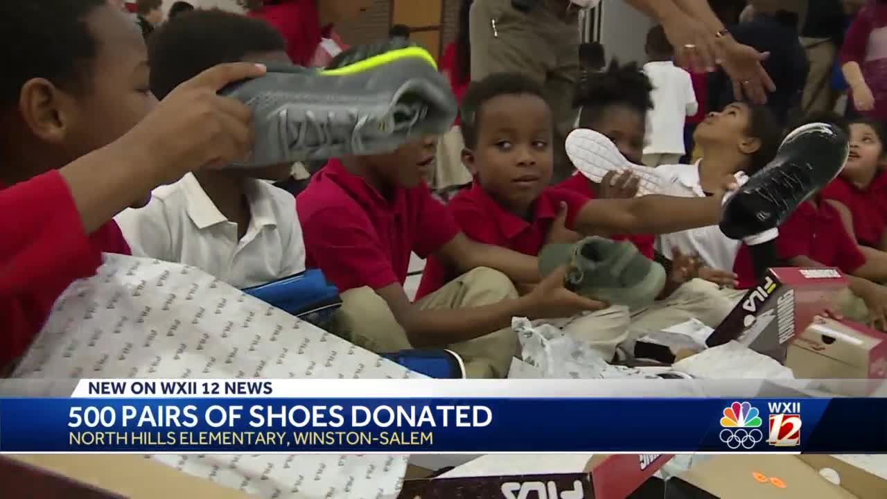 500 elementary students surprised with brand new shoes