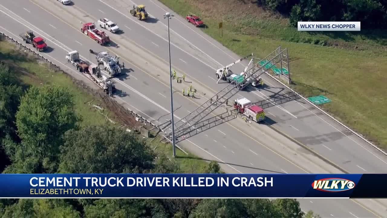 1 dead after concrete mixing truck crashes in Elizabethtown
