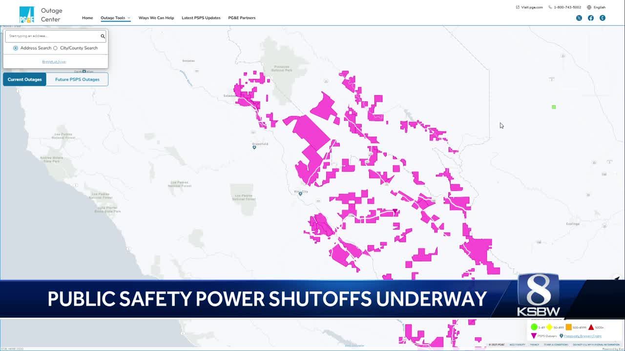 PG&E Power Shutoffs Hit Central Coast Amid Fire Danger Concerns