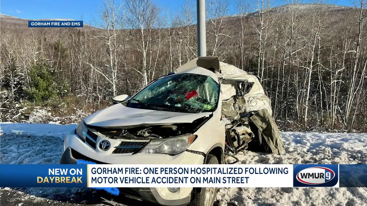 One person hospitalized after crash in Gorham, fire department says