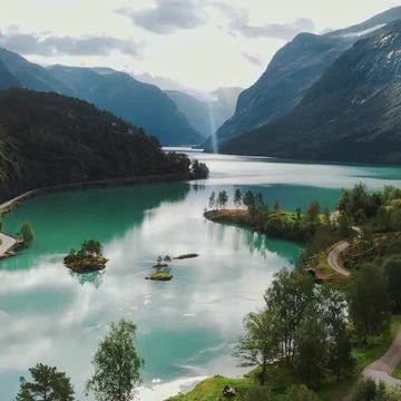 An aerial view of a Norwegian fjord An aerial view of a Norwegian fjord