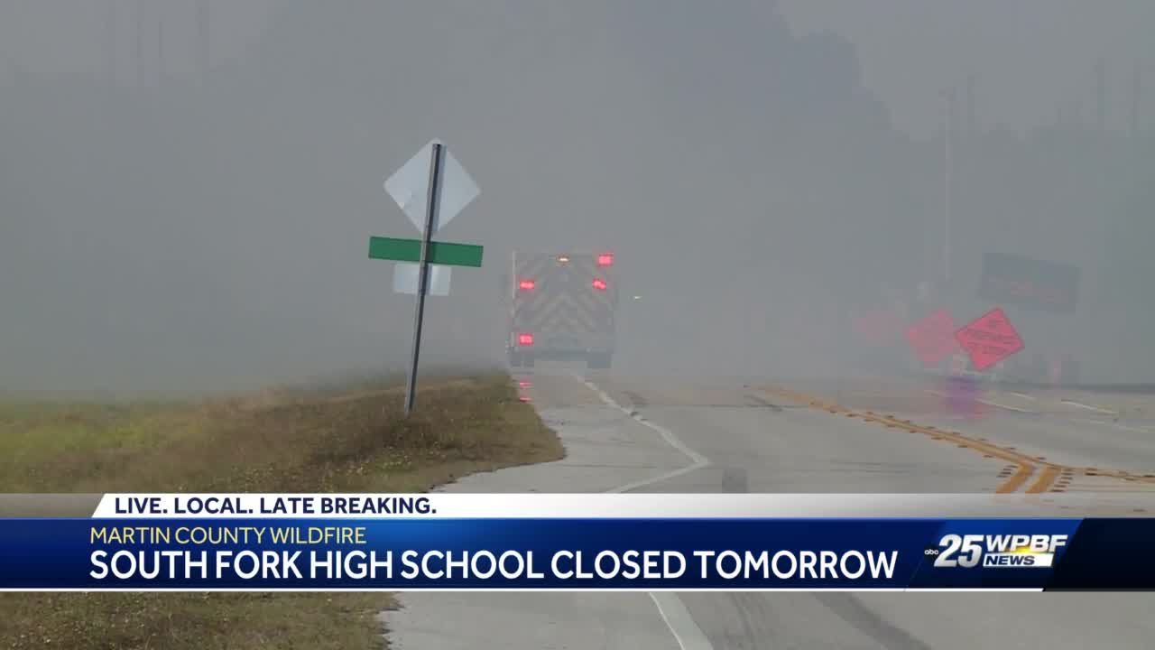 Wildfire in Stuart now completely contained, South Fork High School closed Monday