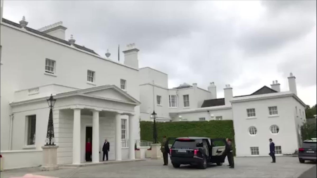 preview for Prince Harry and Meghan Markle wave goodbye to the Irish president's dog during royal visit