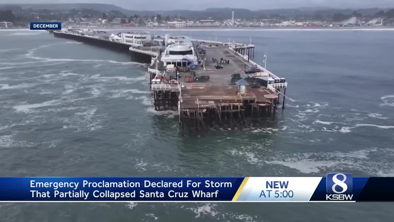 Emergency proclamation declared for storm that partially collapsed Santa Cruz Wharf