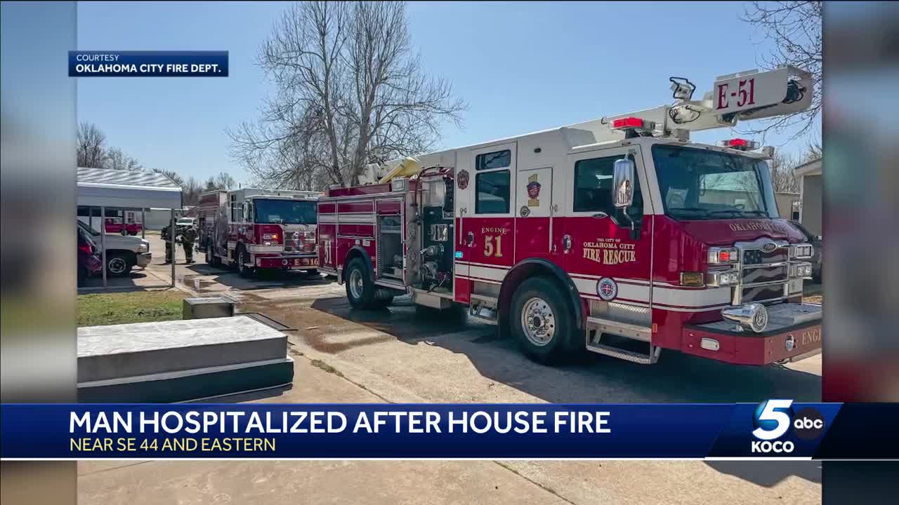 Man hospitalized after trailer catches on fire in southeast Oklahoma City