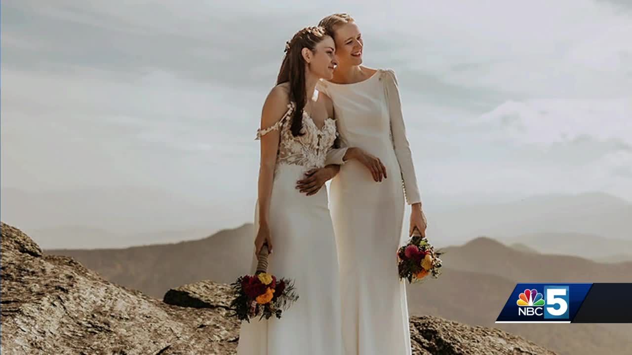 Vermont couple hikes to summit of Camel s Hump in wedding dresses